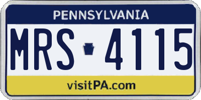 PA license plate MRS4115