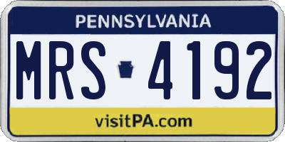 PA license plate MRS4192