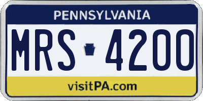 PA license plate MRS4200