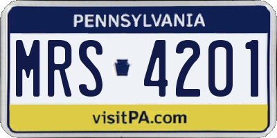 PA license plate MRS4201