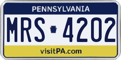 PA license plate MRS4202