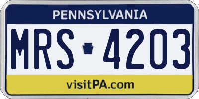 PA license plate MRS4203