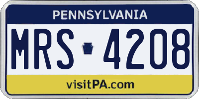 PA license plate MRS4208