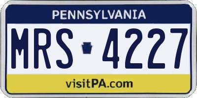 PA license plate MRS4227