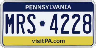 PA license plate MRS4228