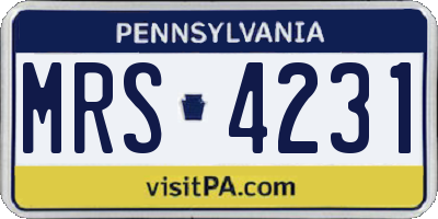 PA license plate MRS4231