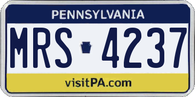 PA license plate MRS4237