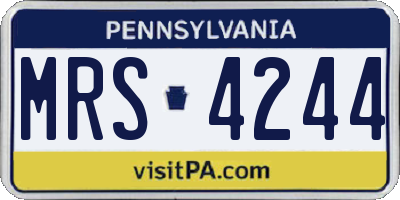 PA license plate MRS4244