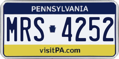 PA license plate MRS4252