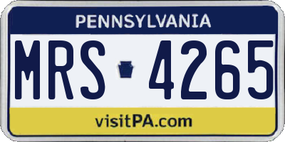 PA license plate MRS4265
