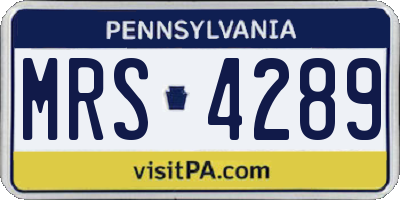 PA license plate MRS4289
