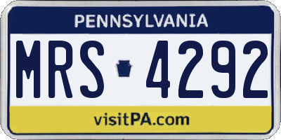PA license plate MRS4292