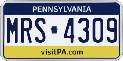PA license plate MRS4309