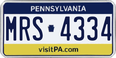 PA license plate MRS4334