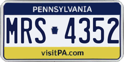 PA license plate MRS4352