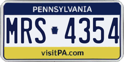 PA license plate MRS4354