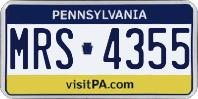PA license plate MRS4355
