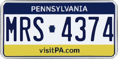 PA license plate MRS4374