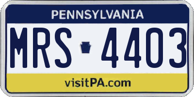 PA license plate MRS4403