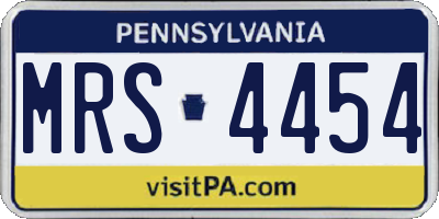 PA license plate MRS4454