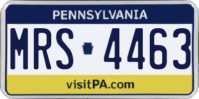 PA license plate MRS4463