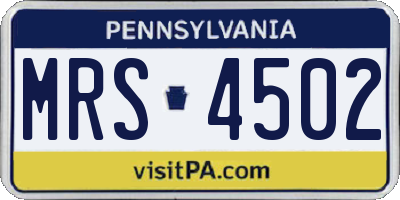 PA license plate MRS4502