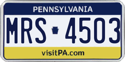 PA license plate MRS4503