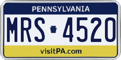 PA license plate MRS4520