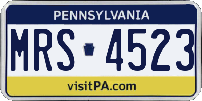 PA license plate MRS4523
