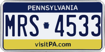 PA license plate MRS4533