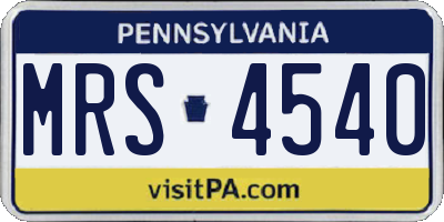 PA license plate MRS4540