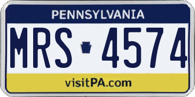 PA license plate MRS4574