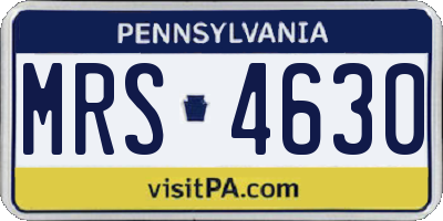 PA license plate MRS4630
