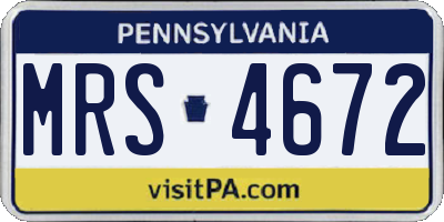 PA license plate MRS4672