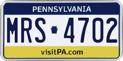 PA license plate MRS4702