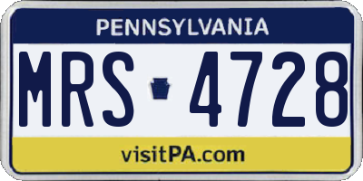 PA license plate MRS4728