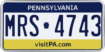 PA license plate MRS4743