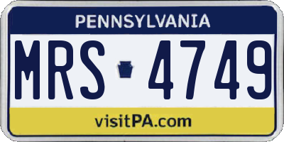 PA license plate MRS4749