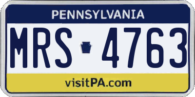 PA license plate MRS4763