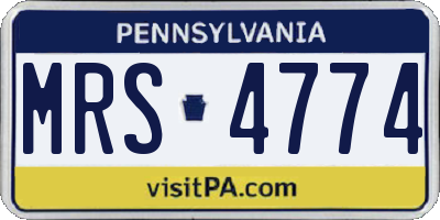 PA license plate MRS4774