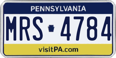 PA license plate MRS4784