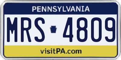 PA license plate MRS4809