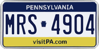 PA license plate MRS4904