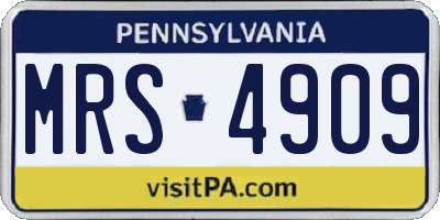 PA license plate MRS4909