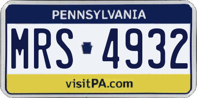 PA license plate MRS4932