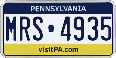 PA license plate MRS4935
