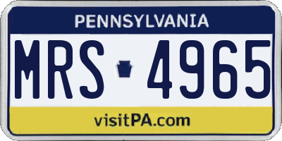 PA license plate MRS4965