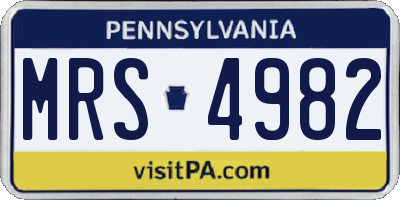 PA license plate MRS4982