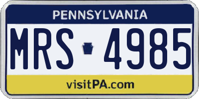 PA license plate MRS4985