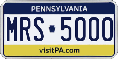 PA license plate MRS5000